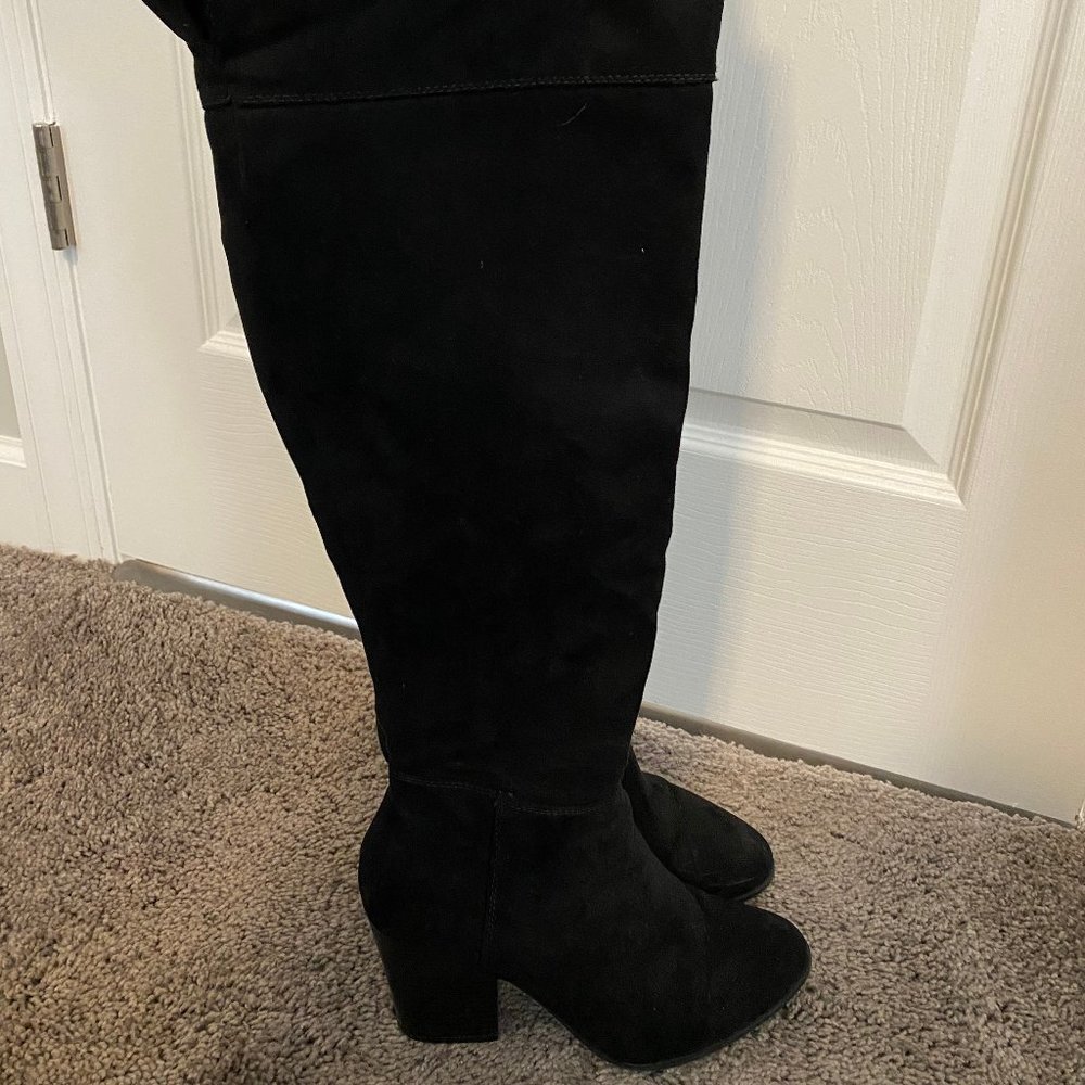 Black Suede Knee High Boots